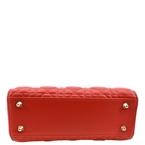 CHRISTIAN DIOR MY ABCDior Small Cannage Lambskin Leather Shoulder Bag Red