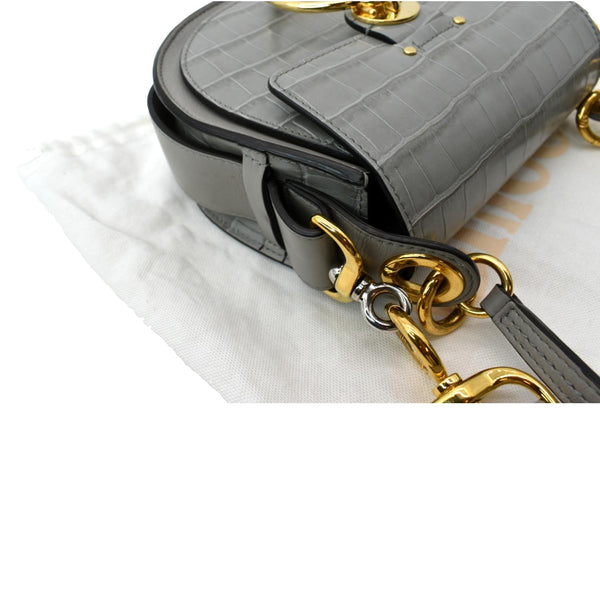 Chloe Tess Hobo Crocodile Embossed Leather Crossbody Bag - Top Right