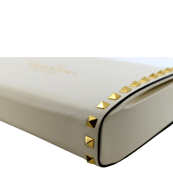 VALENTINO Rockstud Alcove Calfskin Leather Clutch Shoulder Bag Ivory