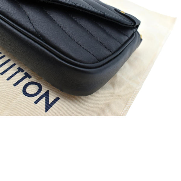 LOUIS VUITTON New Wave Leather Chain Pochette Crossbody Bag Black