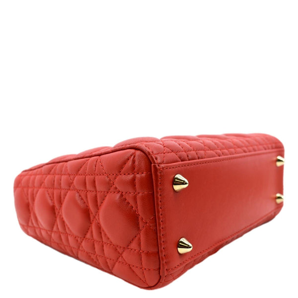 CHRISTIAN DIOR MY ABCDior Small Cannage Lambskin Leather Shoulder Bag Red