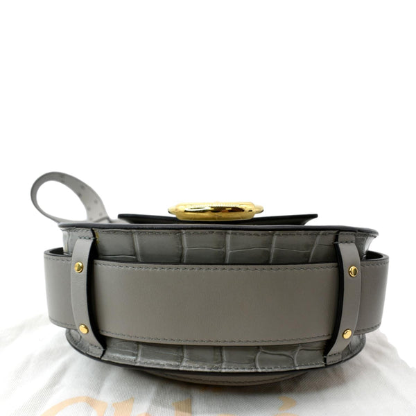 Chloe Tess Hobo Crocodile Embossed Leather Crossbody Bag - Bottom