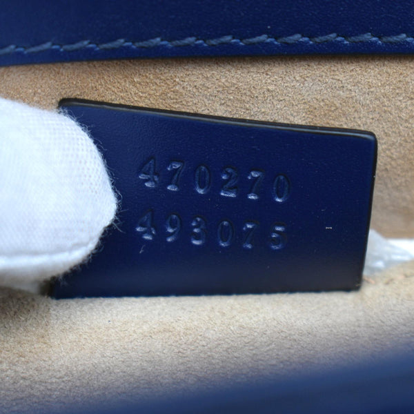 Gucci Sylvie Mini Leather Top Handle Crossbody Bag Blue - Serial Number