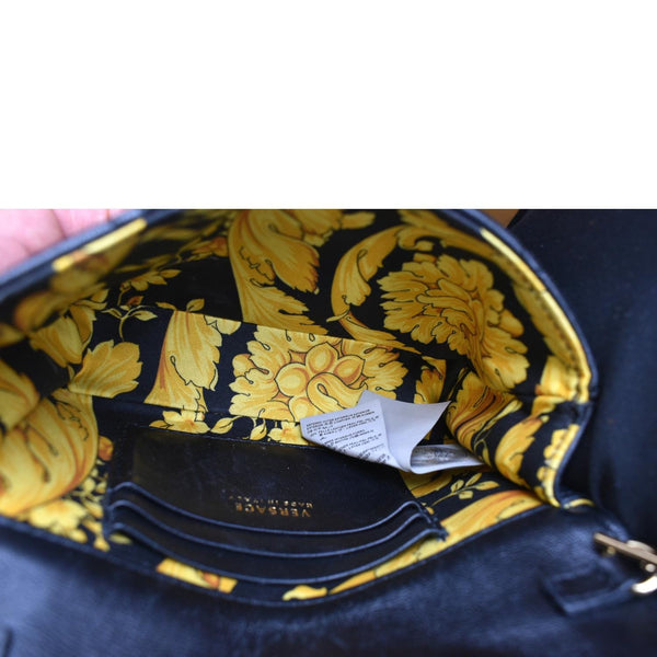 VERSACE Virtus Mini Leather Crossbody Bag Black