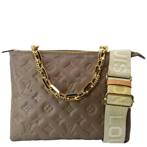 LOUIS VUITTON Coussin PM Monogram Embossed Shoulder Bag Taupe