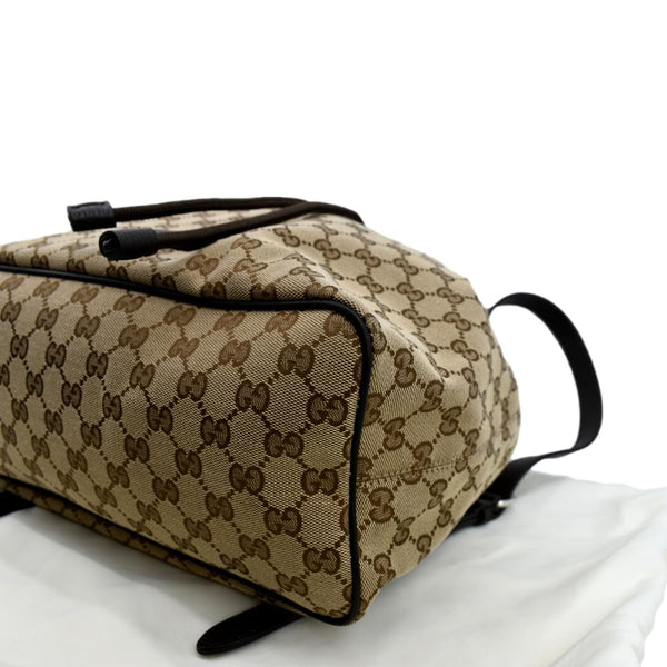 Gucci Drawstring GG Monogram Canvas Backpack Bag Beige - Top Right