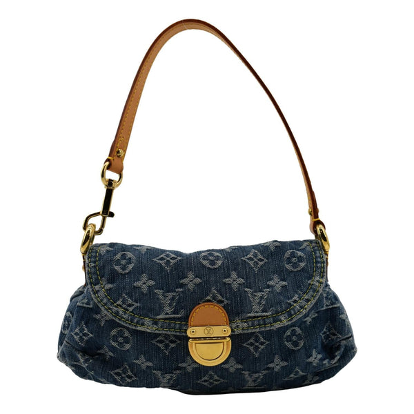 LOUIS VUITTON Mini Pleaty Monogram Denim Shoulder Handbag Blue