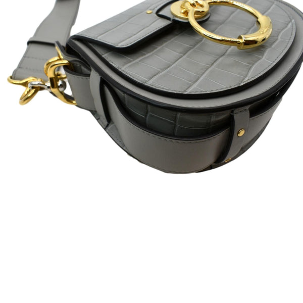 Chloe Tess Hobo Crocodile Embossed Leather Crossbody Bag - Left Side