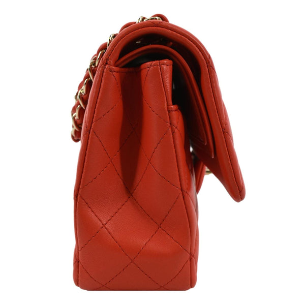 CHANEL Classic Double Flap Medium Leather Shoulder Bag Red