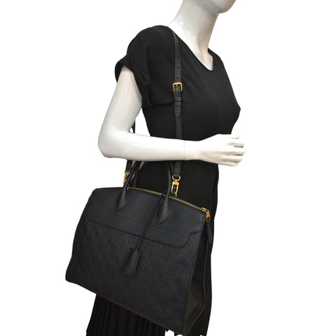 LOUIS VUITTON Pont Neuf Monogram Empreinte Leather Shoulder Bag Black