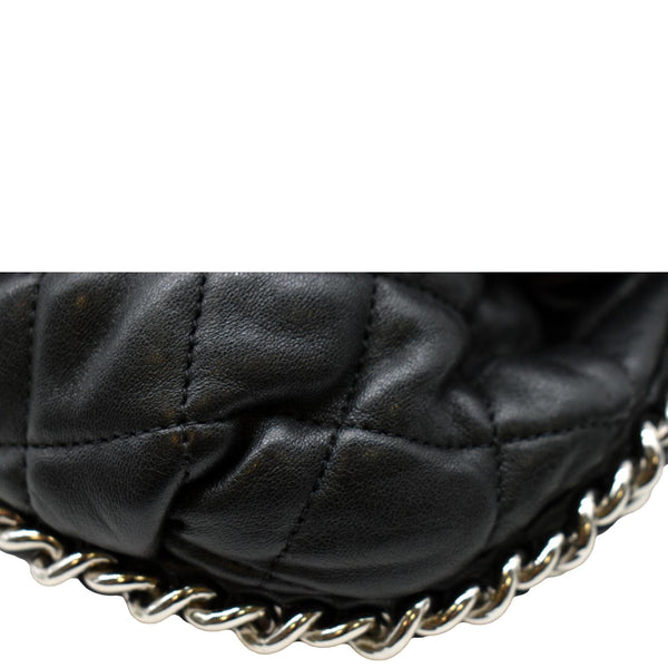CHANEL CC Chain Around Flap Quilted Leather Crossbody Bag Black