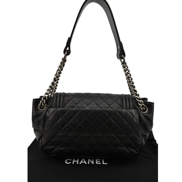 CHANEL Boy Leather Shopping Tote Bag Black