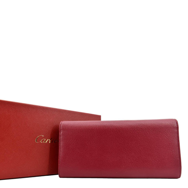 Cartier Folded Calfskin Leather Wallet Burgundy - Back