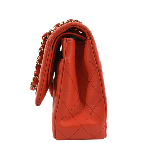 CHANEL Classic Double Flap Medium Leather Shoulder Bag Red