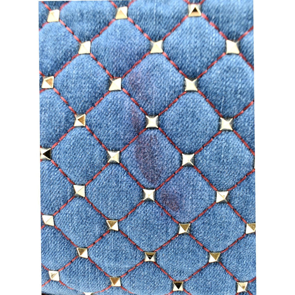 VALENTINO Rockstud Denim Crossbody Satchel Bag Blue