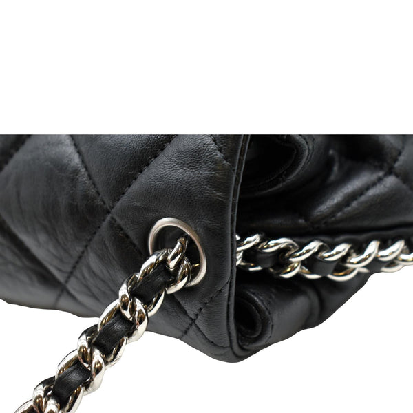 CHANEL CC Chain Around Flap Quilted Leather Crossbody Bag Black