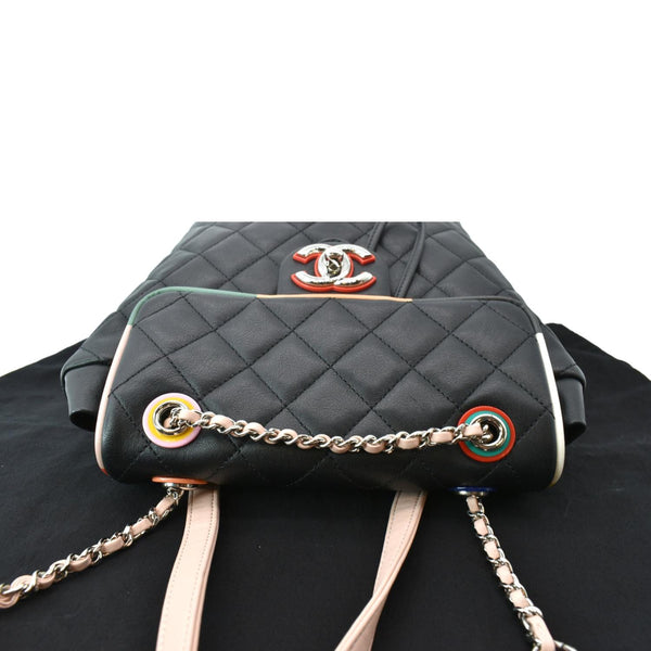 CHANEL Small Urban Spirit Quilted Lambskin Backpack Bag Black