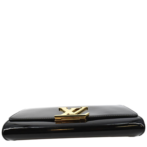 LOUIS VUITTON Louise Patent Leather Long Wallet Black