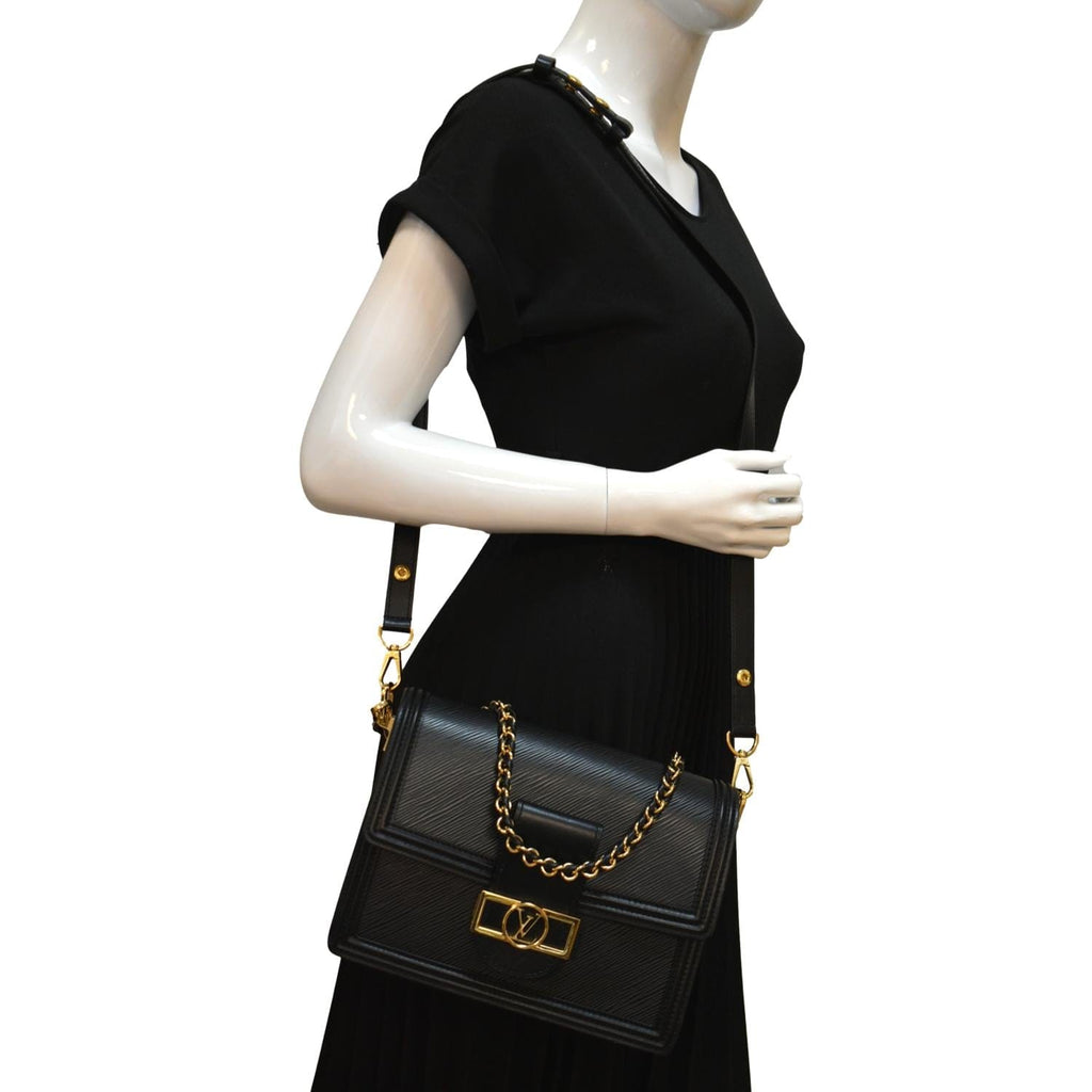 Louis Vuitton Dauphine Shoulder Bag MM Black Epi Leather Noir