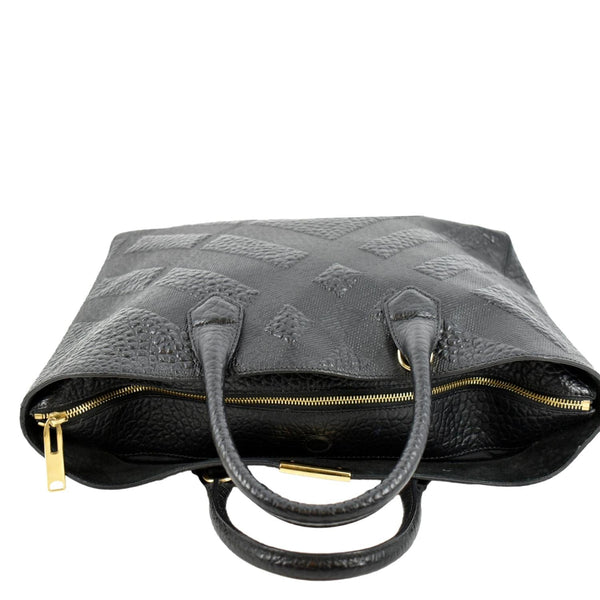 BURBERRY Dewsbury Medium Grain Check Embossed Tote Bag Black