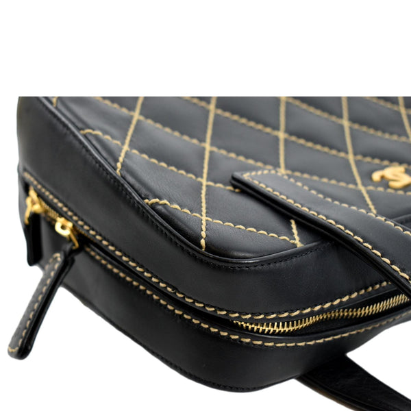 CHANEL CC Wild Stitch Vintage Calfskin Leather Tote Bag Black