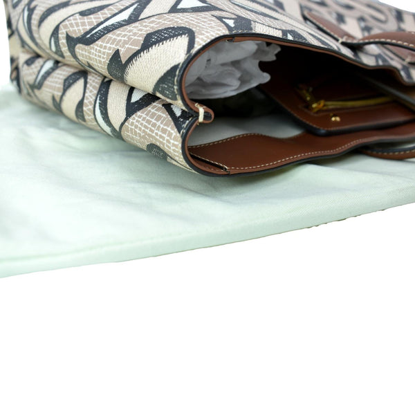 BURBERRY TB Canvas Tote Shoulder Bag Brown