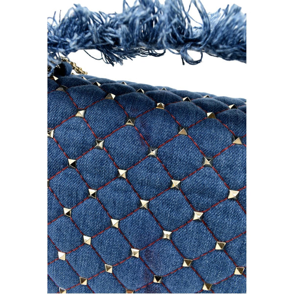 VALENTINO Rockstud Denim Crossbody Satchel Bag Blue