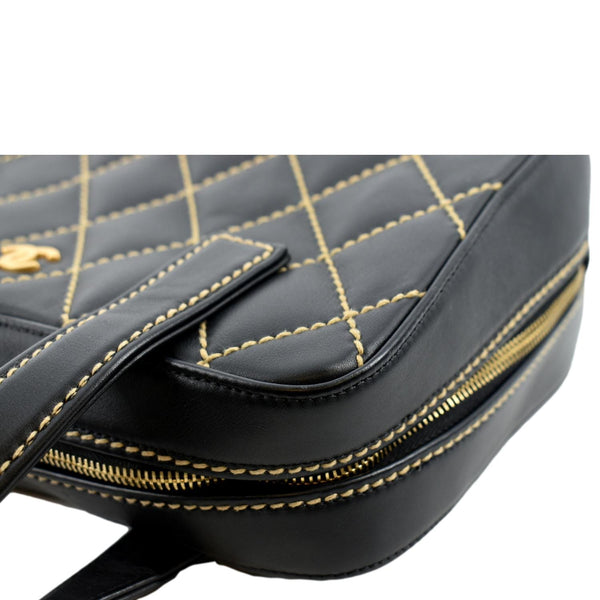 CHANEL CC Wild Stitch Vintage Calfskin Leather Tote Bag Black