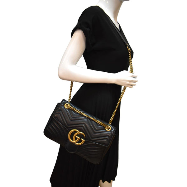 GUCCI GG Marmont Medium Matelasse Shoulder Bag Black 443496 - Hot Deals