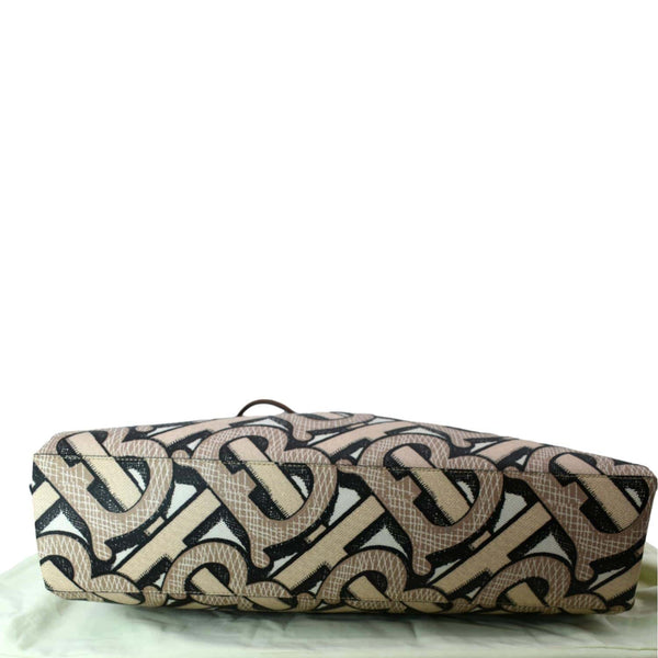 BURBERRY TB Canvas Tote Shoulder Bag Brown