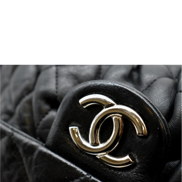 CHANEL CC Chain Around Flap Quilted Leather Crossbody Bag Black