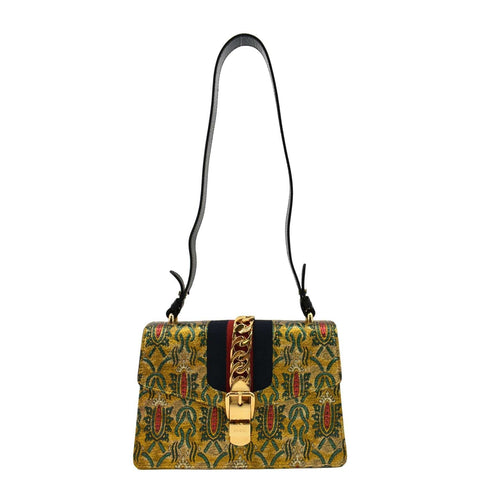 GUCCI Sylvie Small Metallic Jacquard Shoulder Bag Multicolor 421882