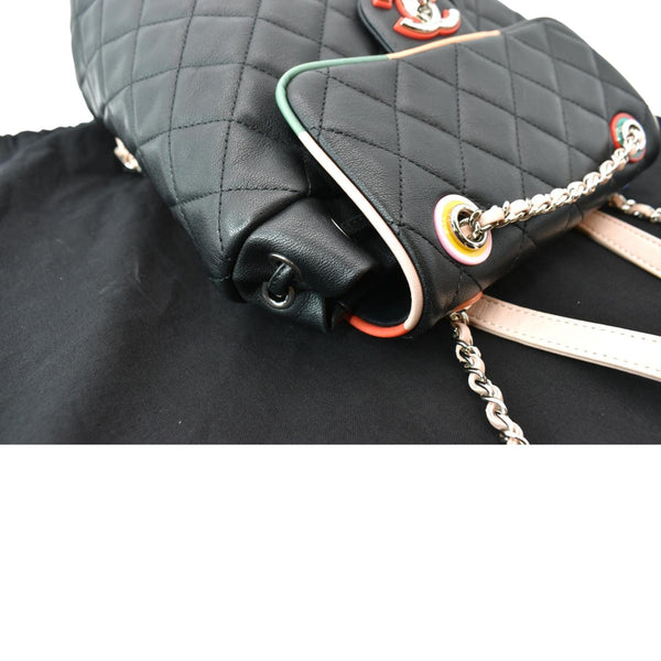 CHANEL Small Urban Spirit Quilted Lambskin Backpack Bag Black