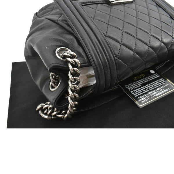 CHANEL Boy Leather Shopping Tote Bag Black