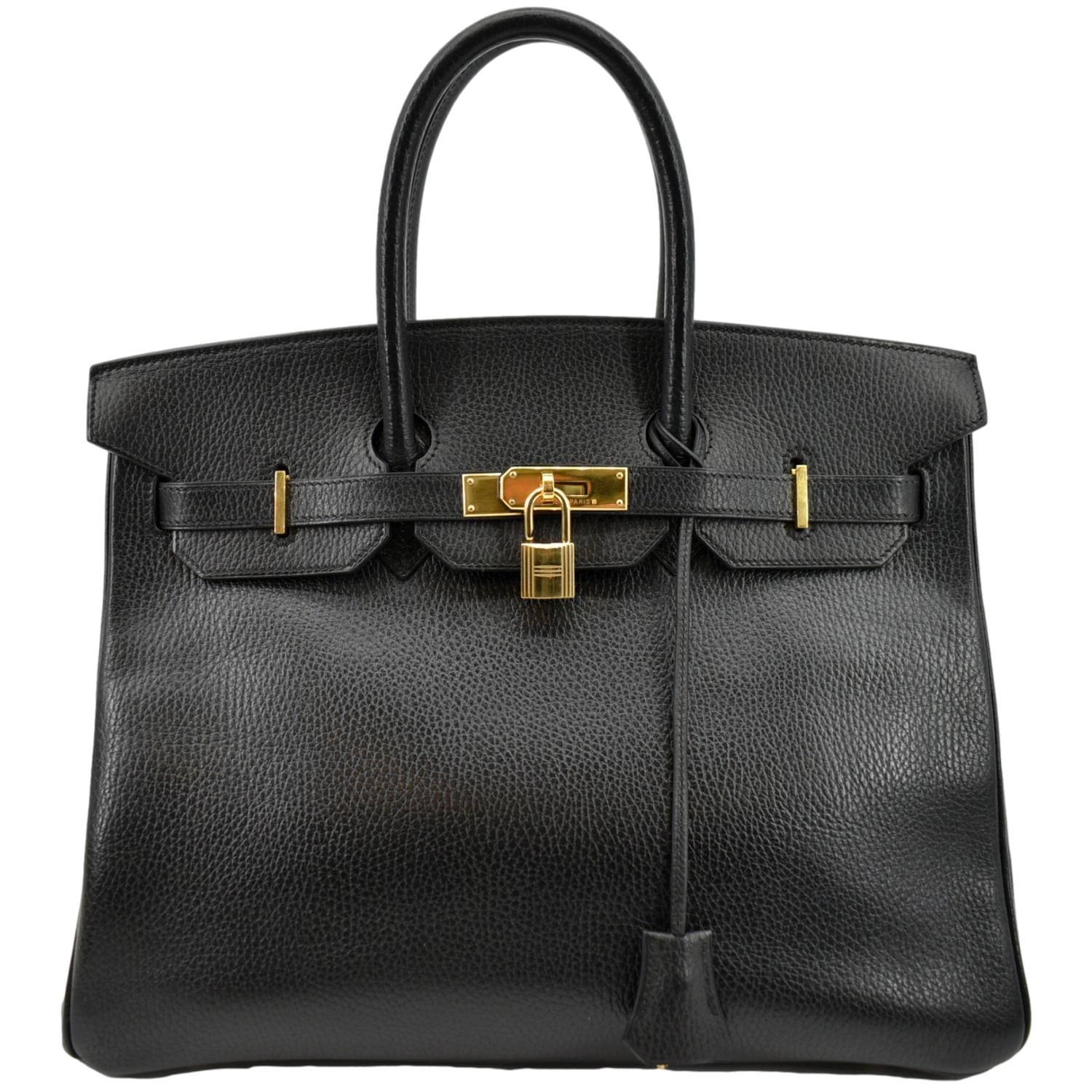 HERMES Birkin 35 Clemence Leather Tote Bag Black