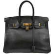 HERMES Birkin 35 Clemence Leather Tote Bag Black