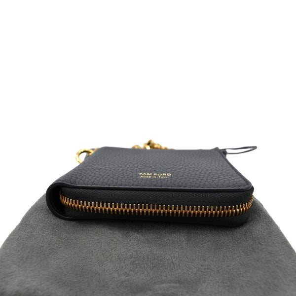 Tom Ford Leather Zip Small Chain Wallet in Black Color - Top