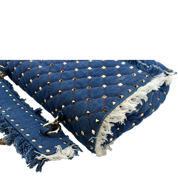 VALENTINO Rockstud Denim Crossbody Satchel Bag Blue