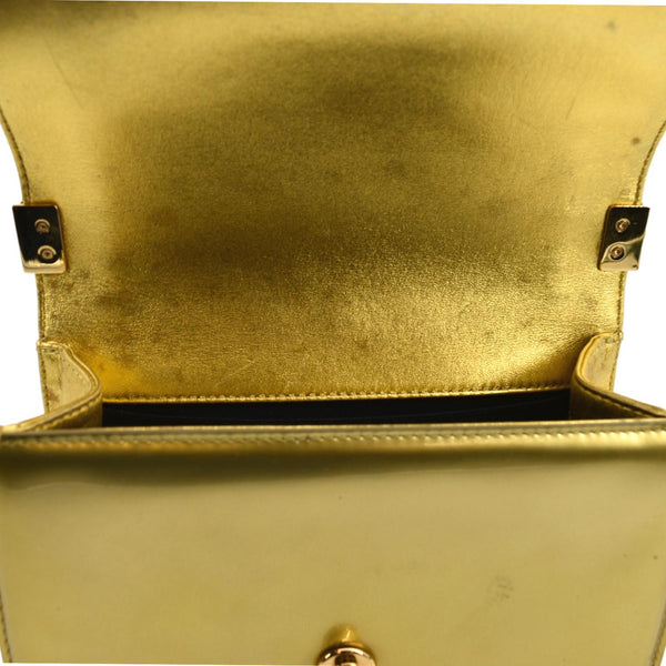 CHANEL Boy Flap Quilted Patent Leather Crossbody Bag Metallic Gold