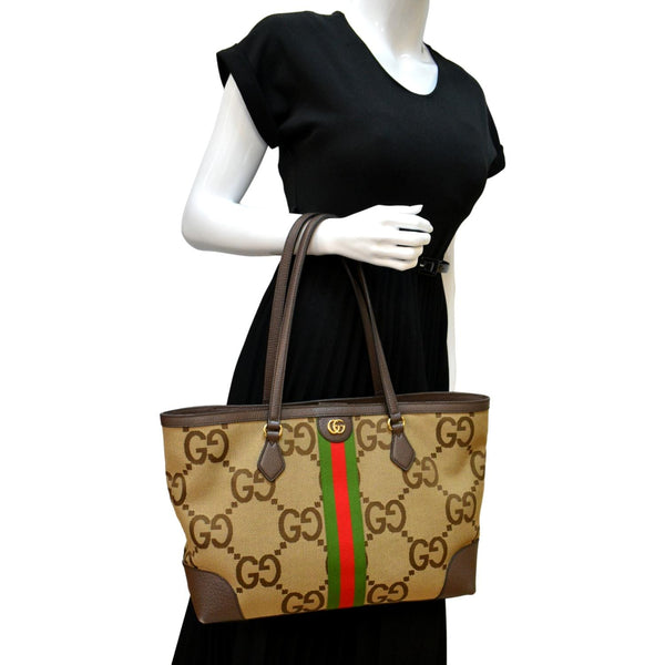 GUCCI Ophidia Jumbo GG Supreme Canvas Tote Bag Beige 631685