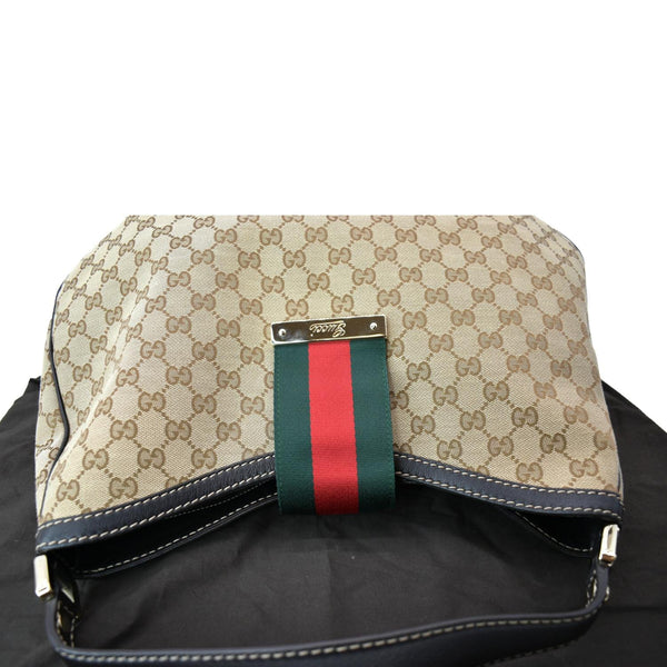 GUCCI New Ladies Web GG Canvas Large Hobo Bag Beige 233604