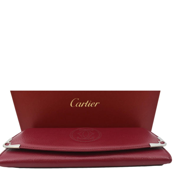 Cartier Folded Calfskin Leather Wallet Burgundy - Cartier