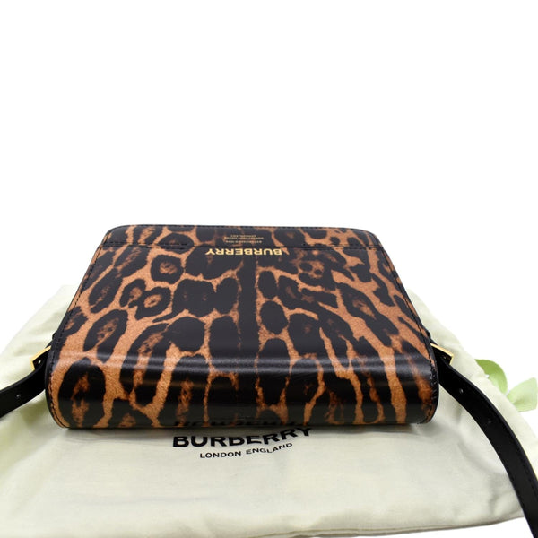 BURBERRY Grace Leopard Print Leather Shoulder Bag Multicolor