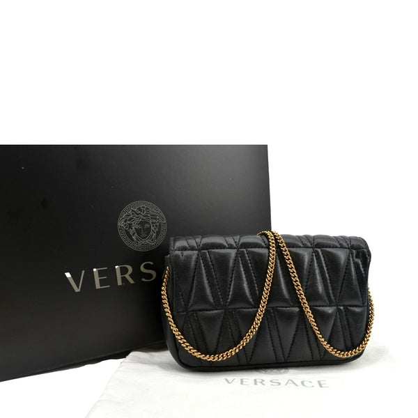 VERSACE Virtus Mini Leather Crossbody Bag Black