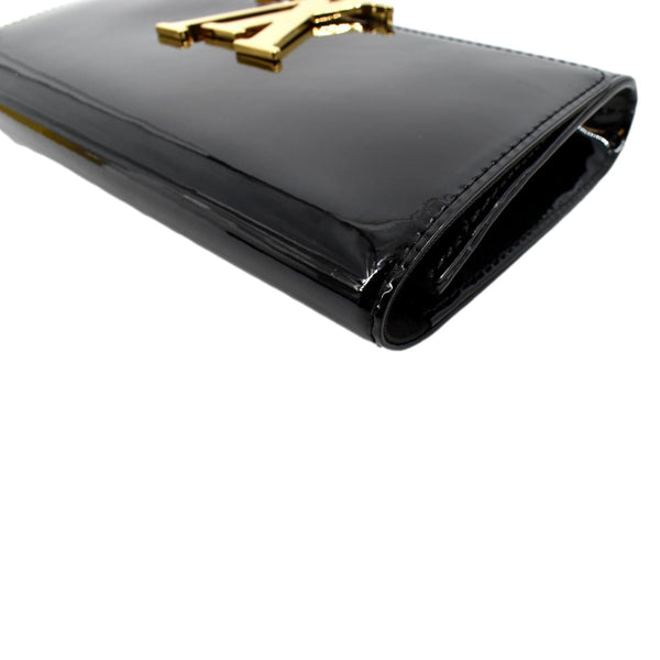 LOUIS VUITTON Louise Patent Leather Long Wallet Black