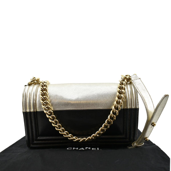 Chanel Boy Leather Shoulder Bag Bicolor - Back