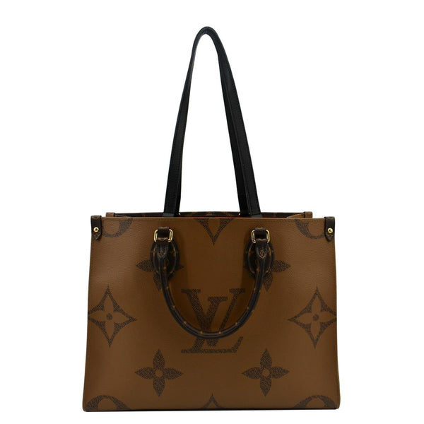 LOUIS VUITTON Onthego MM Giant Monogram Canvas Tote Shoulder Bag Brown