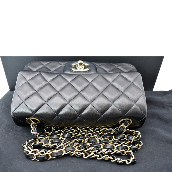 CHANEL Mini Rectangular Flap Quilted Leather Shoulder Bag Black