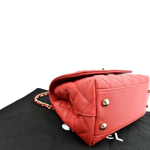 CHANEL Coco Extra Mini Top Handle Caviar Leather Shoulder Bag Red - Hot Deals