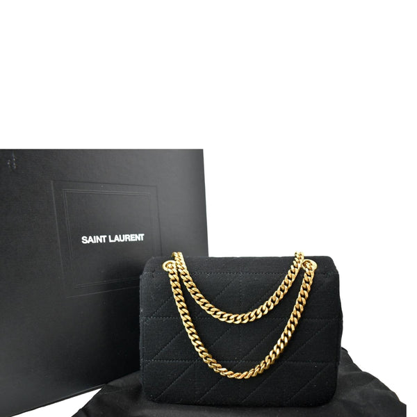 YVES SAINT LAURENT Jamie Mini Carre Rive Gauche Wool Chain Bag Black